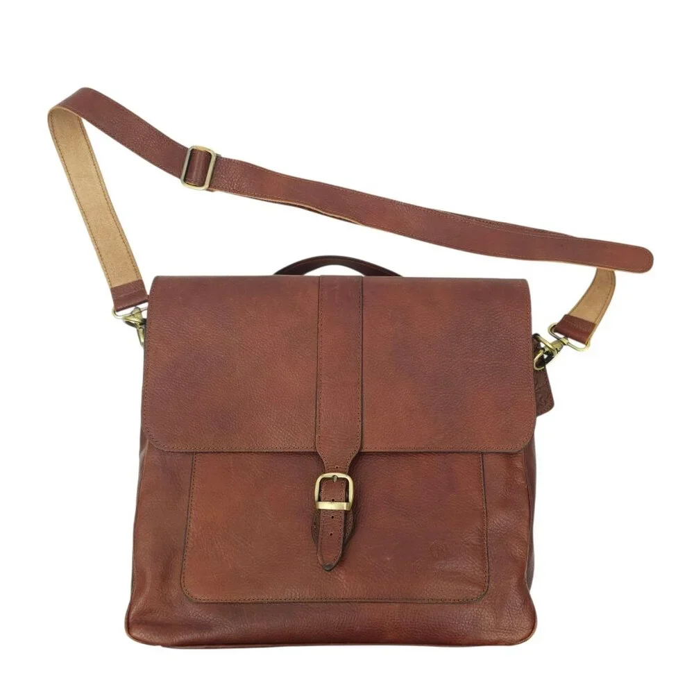 Anonimo Fiorentino Italian Messenger Bag Brown Leather 14